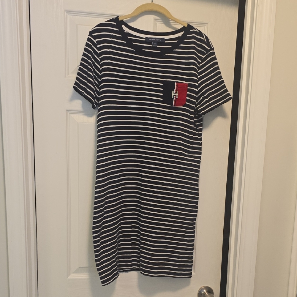 Tommy Hilfiger Navy and White Striped Top